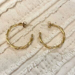 Twisted Details Gold Hoop Earrings Post Back